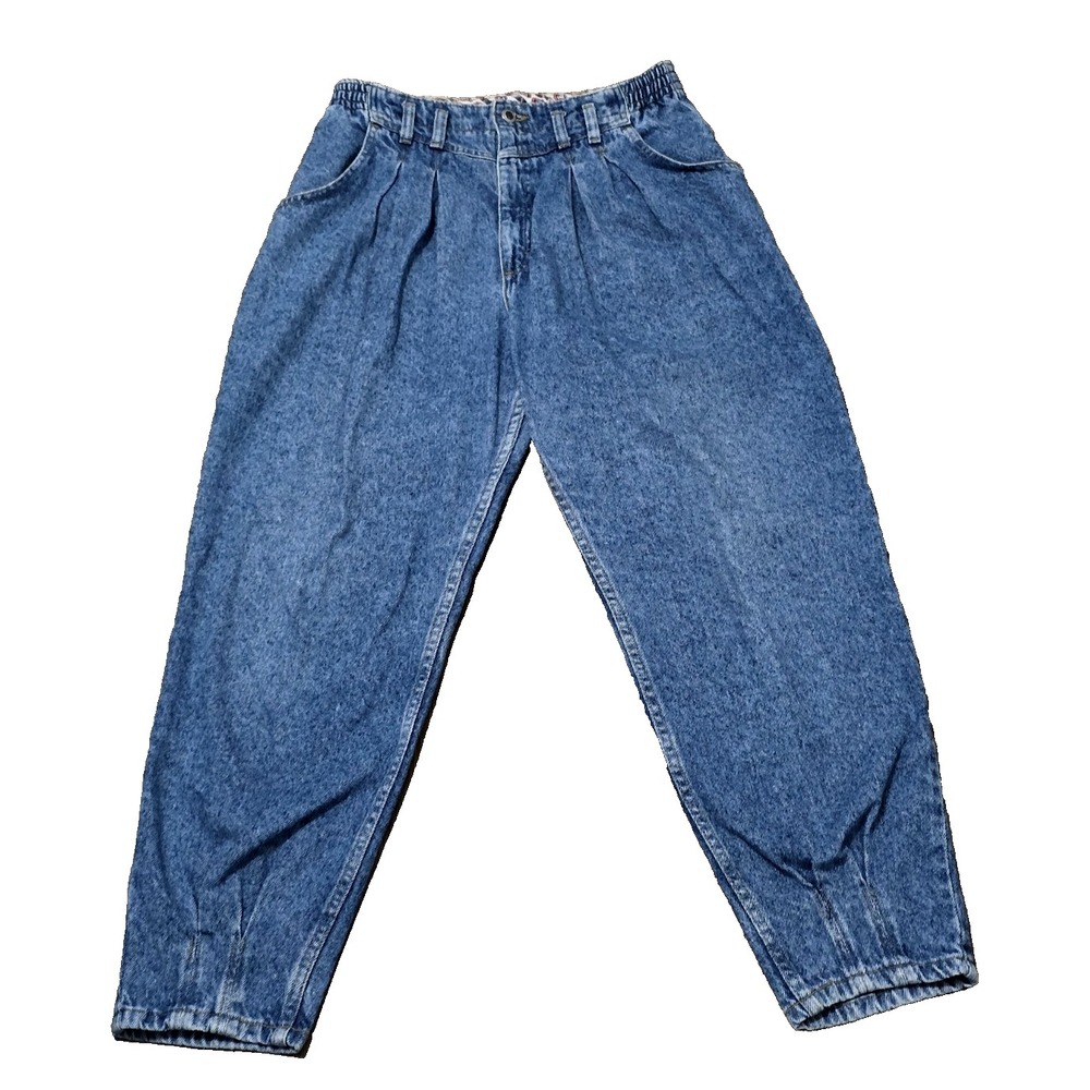 Vintage‎ Lee Womens High Rise Tapered Leg Pleated Denim Blue Sz Jeans  14 Petite